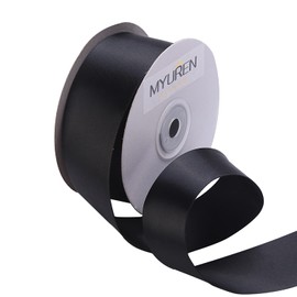 1-1/2" Wide Double Faced Black Polyester Satin Ribbon for Crafts, Wedding, Gift Wrapping, Bow Making,Party Decoration, Christmas Tree Deco (25 Yards)