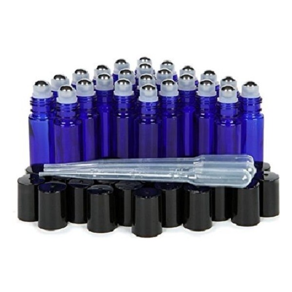 24-Cobalt Blue,10 ml Glass Roll-on Bottles Stainless Steel Roller Balls3-3mlPipe