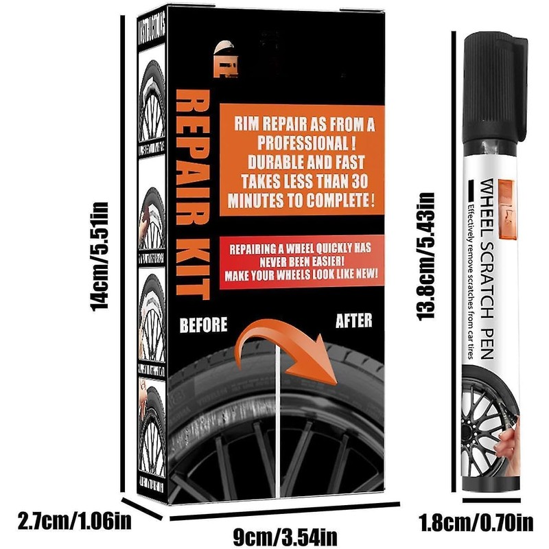 Kit Reparación de Rines con Pintura Negra Antióxido 50ml para