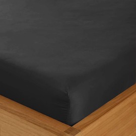 King Size Fitted Sheet - 150 x 200 cm with 30cm Deep Pocket, Soft Brushed Microfibre, Wrinkle-Free, Easy Care, Fade & Shrink Resistant by MAGNA COLLECTION (Black, King)
