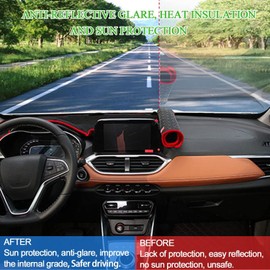 XYHGM Custom Dash Cover Fit for Hyundai Sonata 2024 2025 Non-Slip Interior Decoration Sunshade Glare UV Rays Protector Dashboard Mat Carpet Accessories-Red Edge Without HUD