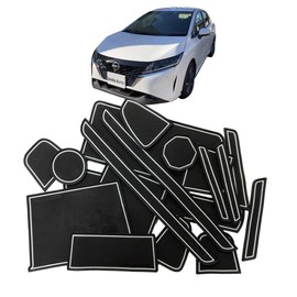 NISSAN NOTE ePower Interior Rubber Mat Ver2 (White & Luminous) for Nissan New Notebook & Note Aura e-Power (NOTE E13 Type) Rubber Mat Door Mat Door Pocket Mat Dress Up Parts Accessories