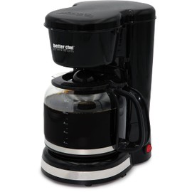 Better Chef Basic Coffee Maker | 12-Cup | Pause-N-Serve | Brushed Metal Trim (Black)