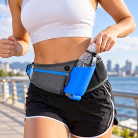 Running Hydration Waist Belt for Jogging and Hiking – Adjustable Water Bottle Holder with Zippered Storage for Outdoor Workouts