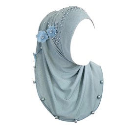 AIBEARTY Women's Modest Beaded Flower Muslim Instant Hijab Scarf Soft Islamic Arab Ready to Wear Headscarf Shawl Wrap Turban