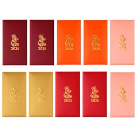 perfeclan 10x Chinese New Year Red Envelopes 2025 Snake Hongbao Lunar New Year Decor Traditional Lucky Money Envelope for Graduation, 5 Mixed Color