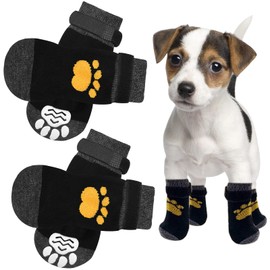 2 Pairs Anti Slip Dog Socks Paws Stop Licking Dog Grip Socks Pet Paw Protector Dog Boots Dog Claw Socks Dog Shoes Dog Slippers with Adjustable Strap for Puppy Dog Indoor Outdoor Hardwood Floor Walking