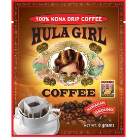 Hula Girl Drip Coffee Single Serve Pour Over (100% Kona, Box of 5) Medium Roast