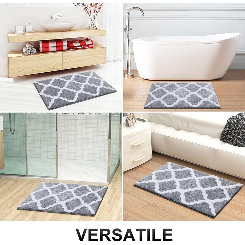 Homaxy Non-Slip Bath Mat Set, Soft Deep Pile Bathroom &