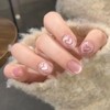 Nail Tip, Short, Medium, 24 Pieces, Nail Tip, Heart, Cat Eye, Skin Color, False Nails, Popular, Japanese Style, Cute, Simple, Fashionable Party, Autumn, Spring, Summer, Daily Life, Bridal Nail Design,