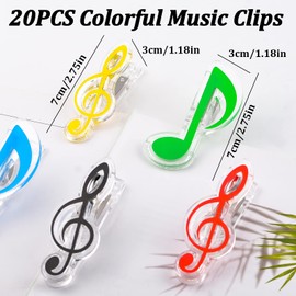 WANDIC 20 Pcs Plastic Sheet Music Stand Sheet Book Page Clip Clear for Music Book Holder Mixed Color