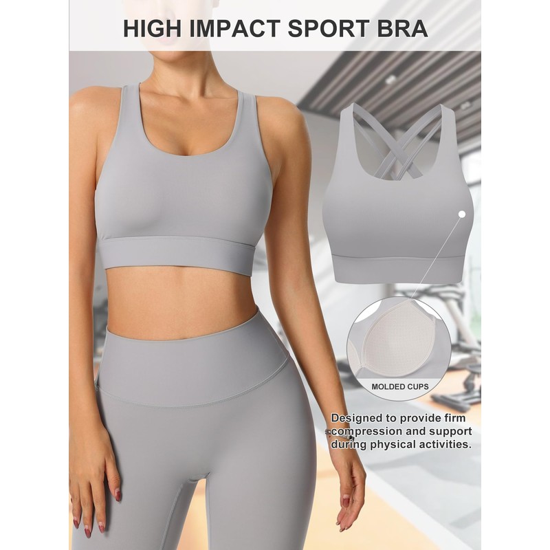 High Support Sports Bra, Grey, Medium