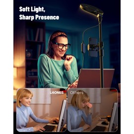 Desk Ring Light with Stand, Adjustable Desktop Light with Phone Holder for Video Calls, Zoom Lighting for Computer/Laptop/Conference/Webcam, Video Light for Recording, Podcast,Photography