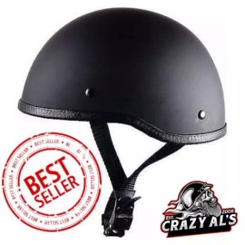 Crazy Al's Smallest, Lightest, DOT Biker Helmets REAL Crazy Al's WORLD'S SMALLEST LIGHTEST SOA Style DOT Flat Black Half Helmet - XL