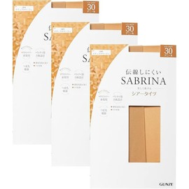 GUNZE SABRINA Run-Resistant Sheer Tights, 30 Denier, Same Color, Set of 3 Pairs SP819 Women's, beige (natural beige), L–LL