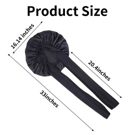 Satin Bonnet for Women and Girls, Double-Sided Silk Hair Wrap for Sleeping, Night Sleep Cap with Elastic Band, Hair Care Head Cover Hat for Long, Curly, Straight Hair (Black)