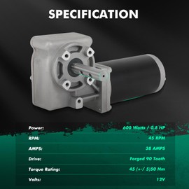 SCITOO 600W 90:1 Tarp Motor Compatible with Dump Truck Tarp Systems Universal Replacement with Chrome Cover - w/ 5-Hole Mounting Pattern