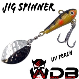 Angel-Berger Wild Devil Baits Jig Spinner Spin Jig Lead Head Spinner Spoon (10 g, UV Perch)