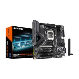 GIGABYTE B860M Eagle Plus WIFI6E Intel Core Ultra (Series 2) LGA 1851 Motherboard, mATX, DDR5, 2X M.2, PCIe 5.0, USB-C, WIFI6E, 2.5GbE LAN, EZ-Latch