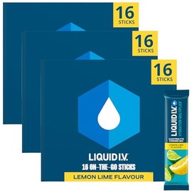 Liquid I.V. Hydration Sachets | Lemon Lime | Electrolyte Powder Mix | 3 Pack (48 Sticks) | 7 Vitamins and Minerals | Vegan