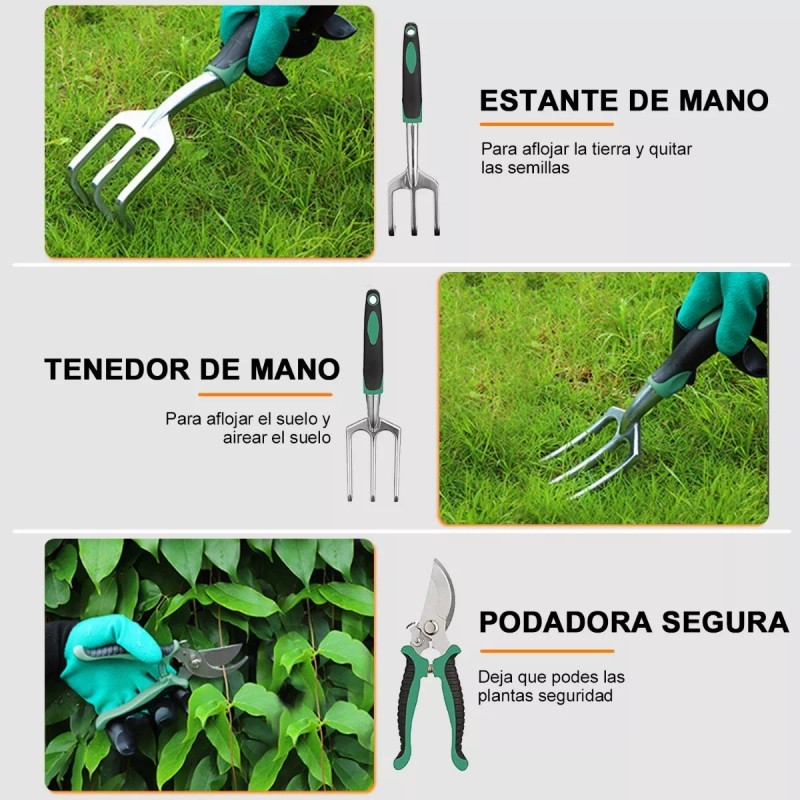 AZYAADIXX Juego De Herramientas De Jardín Kit Manual Jardinería 11pzs