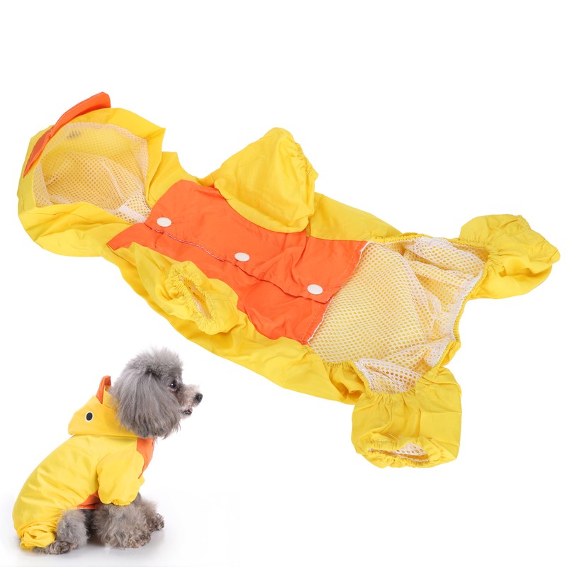 Dog Cute Raincoat Hooded Cloak Rain Jacket Cover Waterproof Polyester