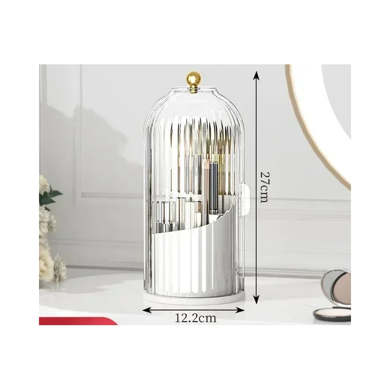 Rotating Makeup Brush Holder – Makeup Organizer With Lid, Cosmetic