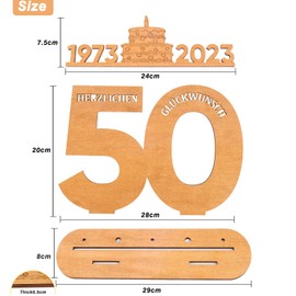 EUES Guest Book Birthday Wooden Sign, 2023 Wooden Sign Guest Book, Birthday Man & Woman, Birthday Anniversary, Decorative Numbers 50 Years with Years, for Birthday Decoration, Guest Book Wedding (50)