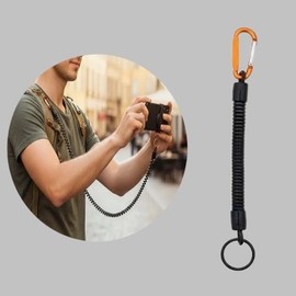 Carabiner loss prevention reel wire spring rope (orange color) 6ea