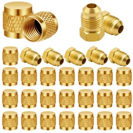 Incycall 1/4'' Flare Caps, Round Brass HVAC Locking Cap, W/Neoprene O-Ring Seal AC Service HVAC Valve Caps (20PCS 1/4'' Flare Cap+5PCS 1/4" O.D)
