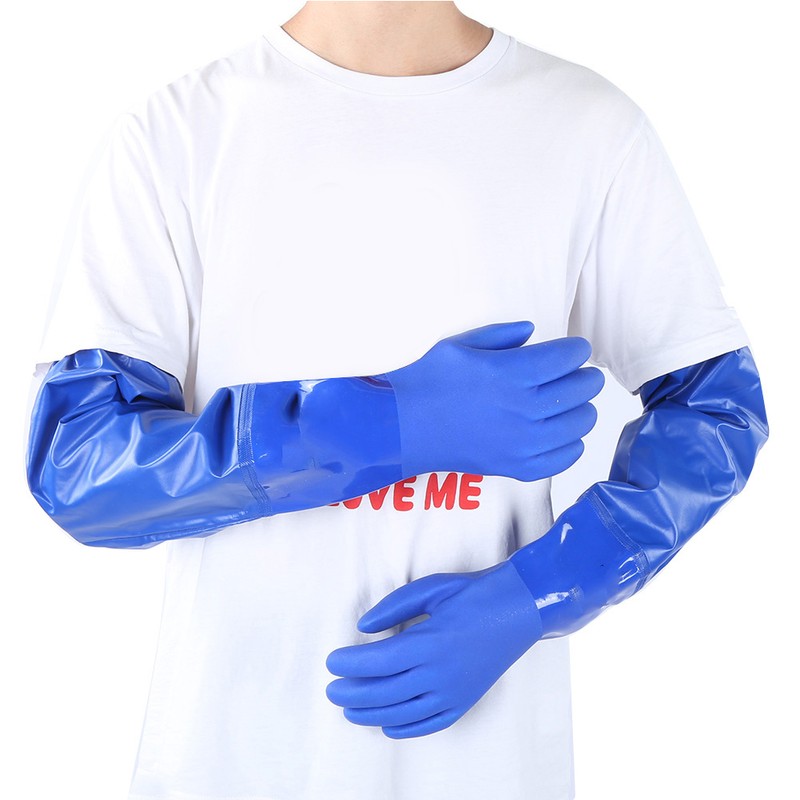 Long Sleeve Anti Chemical Gloves PVC Acid Alkali Oil Resistant