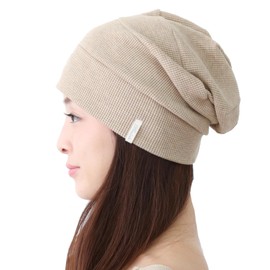 Medical Hat, Plaisir Wig, Medical Hat, Stylish, Anti-Cancer Chemicals, Knit, Organic Cotton, Gradual Watch, beige heathered