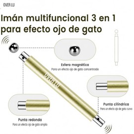 Over Lu | Imán para Uñas Ojo de Gato de Alta Potencia – Herramienta Magnética Cilíndrica Multi-Efecto para Esmalte en Gel, Kit de Diseño Nail Art Prof