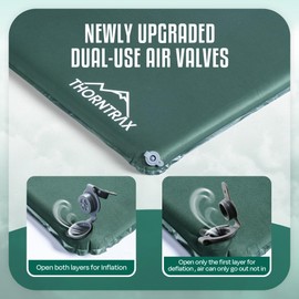 Throntrax Camping Sleeping Pad - Ultralight Camping Mat with Pillow Built-in - 3.1" Thick | Self-Inflating & Suitable for All Seasons - Compact Sleeping Pad for Camping - Green