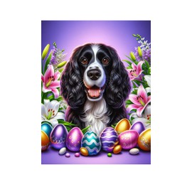 Springer Spaniel Black/White - Best of Breed DCR Easter Holiday Outdoor Garden Flag Mailbox Flag 12" x 17"