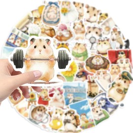 50 Cute Hamster Stickers Vinyl Waterproof Aesthetical Scrapbooking Sticker Pack for Laptop, Girls, Girls, Adults (Hamster)