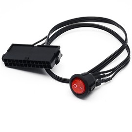 24 Pin ATX Power Jumper Cable,Red LED Power ON/Off Switch Jumper Bridge Cable 50cm