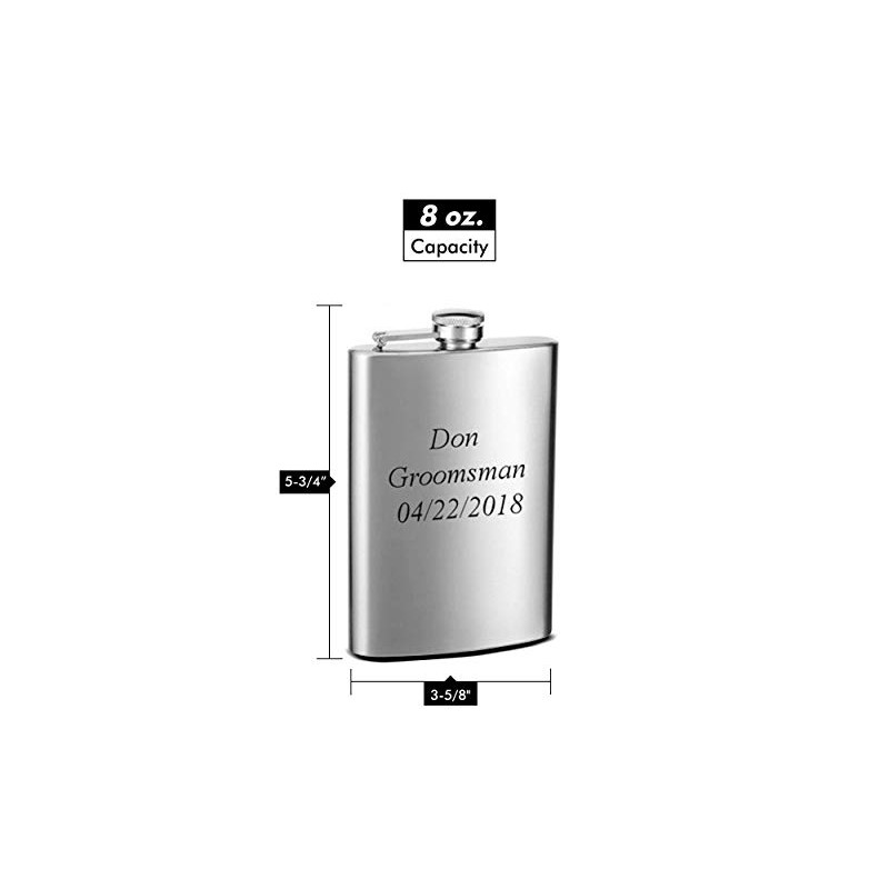Hip Flask Holding 8 oz - Pocket Size, Stainless Steel,
