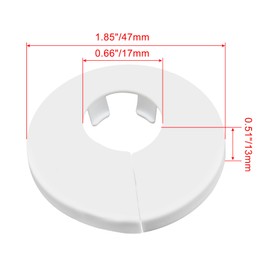 Rierdge 8 Pcs 16mm Pipe Cover Decoration PVC Radiator Escutcheon Water Pipe Wall Cover, White