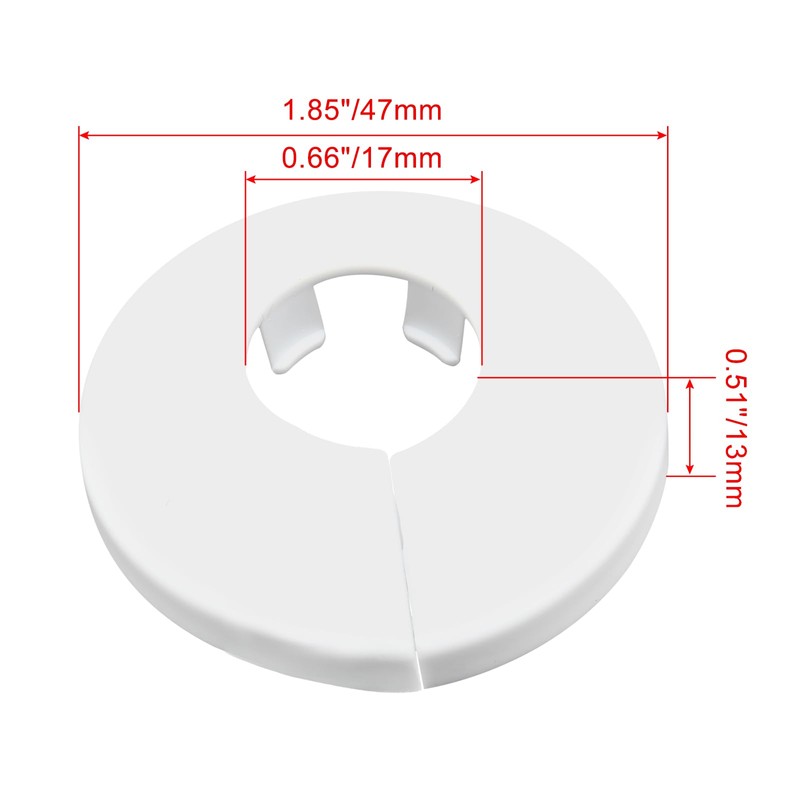 Rierdge 8 Pcs 16mm Pipe Cover Decoration PVC Radiator Escutcheon