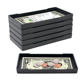 Pack of 6 Plastic Tip Trays for Restaurants Check Holder Guest Check Presentation Tray for Bars, Hotels, Cash, Credit Cards, Bills 20 x 10 x 2.1 cm