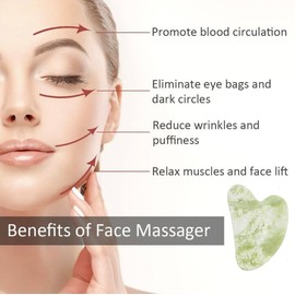 Gua Sha Board aus reiner natürlicher Jade - Für Kiefer, Gesichtsheber, Körperentgiftung, Augen, Hals, kleine Geschenke (weiß und grün)
