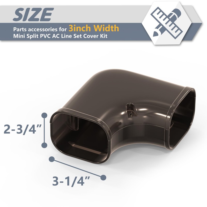 Flamorrow 3" W 90° Brown Flat Elbow, Mini Split Line