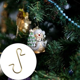 PDETVEO 120PCS 1.18Inch S-Shaped Christmas Ornament Metal Hooks, Golden Bendable Hanging Hook for Christmas Tree Decoration, Party, Festival Activity, Holiday
