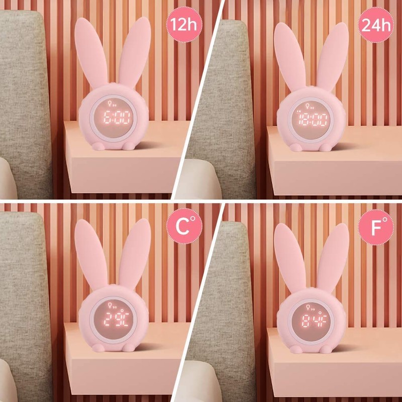 TopYart Alarm Clock, Digital Table Clock, Cute Rabbit Alarm, Vibration/Sound
