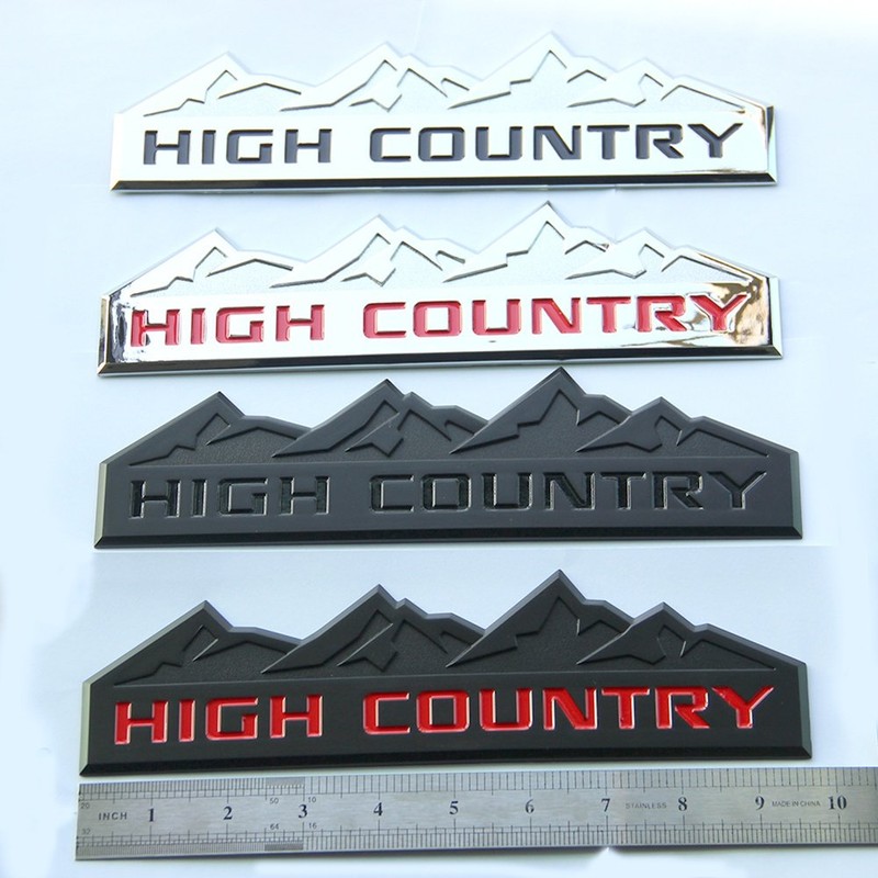 Yoaoo 3x Genuine Chrome High Country Emblem Badges Door Tailgate