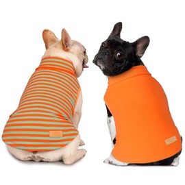 KYEESE 2Pack Dog Coat Turtleneck Stretchy Dog Sweater Super Soft Dog Cold Weather Coat for Small Dogs in Sleeveless Design Dog Fleece Vest, Orange, L
