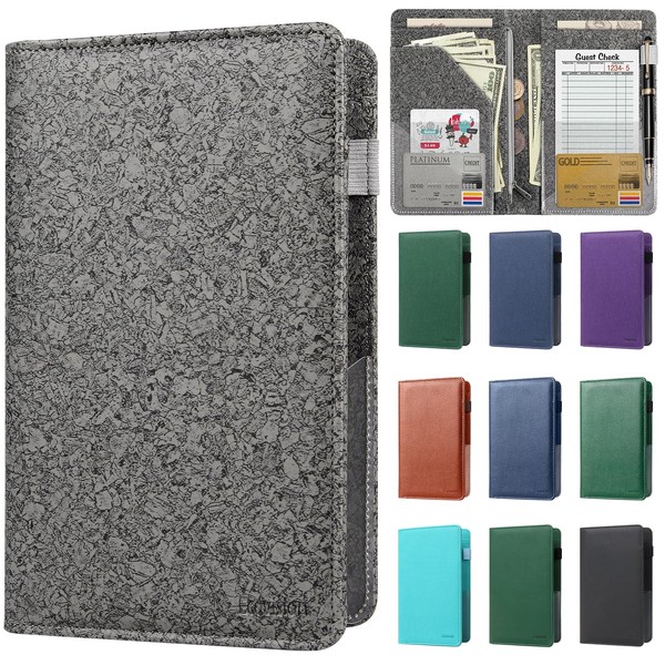 EcoVision Server Books for Waitress,Leather Waiter Book with Zipper Pocket,