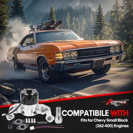 Small-Block Electric Water Pump for Chevy 283-327-400 SBC, Chorme Aluminum-35 GPM