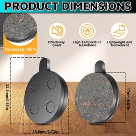 Ebike Disc Brake Pads，4 Pairs for 10 Inch Tires of Mini Ebike Brake Pads Replacement L:18.6mm W:4mm H:22.5mm Electric Scooter Brake Pads Semi Metal Brake Pads Ebike Pads for 10 Inch Electric Scooter